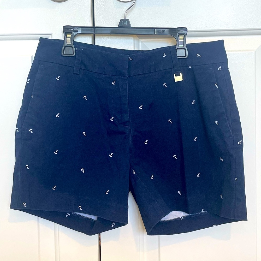 Nautica Navy Shorts w/ White Anchor Print & Pockets - Women’s Size 4
